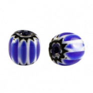 Millefiori kraal 6x7mm - Blue